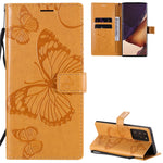 Samsung Galaxy Note 20 Ultra / Note 20 Ultra 5G Plånboksfodral Läderfodral med Blommig Fjärilstryck och Stativ