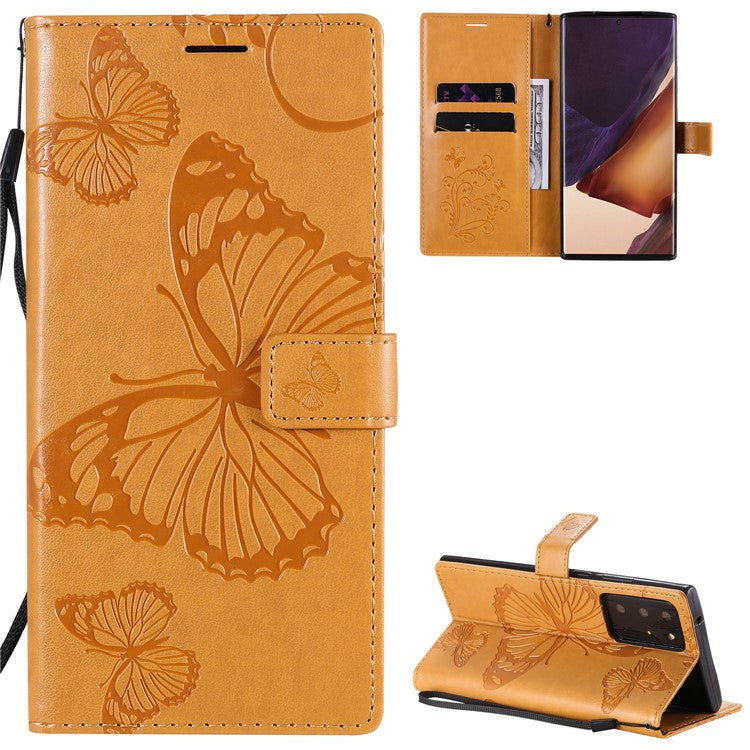 Samsung Galaxy Note 20 Ultra / Note 20 Ultra 5G Plånboksfodral Läderfodral med Blommig Fjärilstryck och Stativ