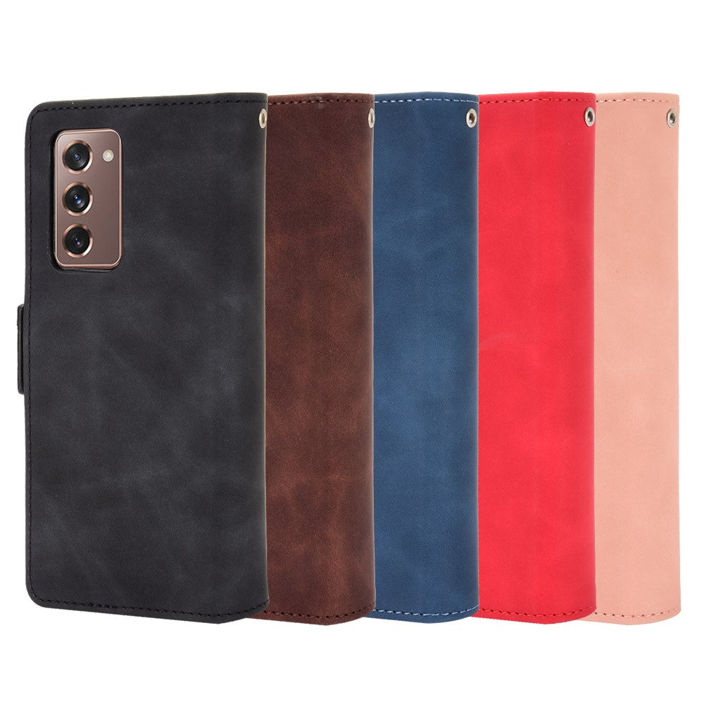 Til Samsung Galaxy Z Fold2 5G Læderetui med flere kortpladser, pung, standfunktion, skal, beskytter, telefoncover