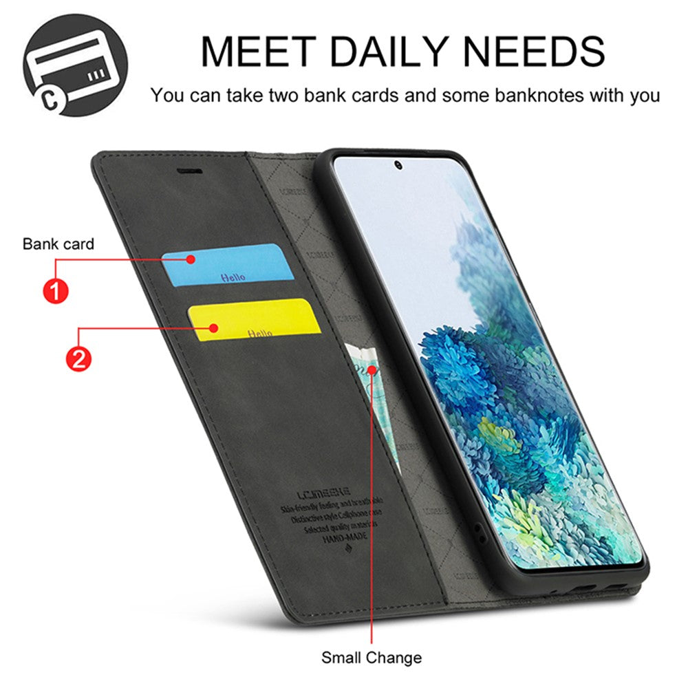 LC.IMEEKE Auto-Absorbed Leather Wallet Stand Phone Protective Shell with Wallet Stand for Samsung Galaxy S20 Plus/S20 Plus 5G
