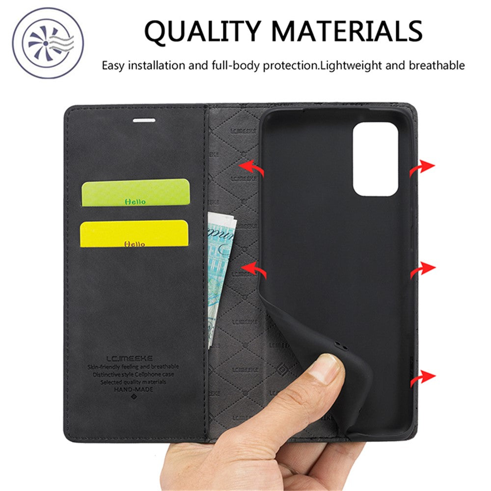 LC.IMEEKE Auto-Absorbed Leather Wallet Stand Phone Protective Shell with Wallet Stand for Samsung Galaxy S20 Plus/S20 Plus 5G