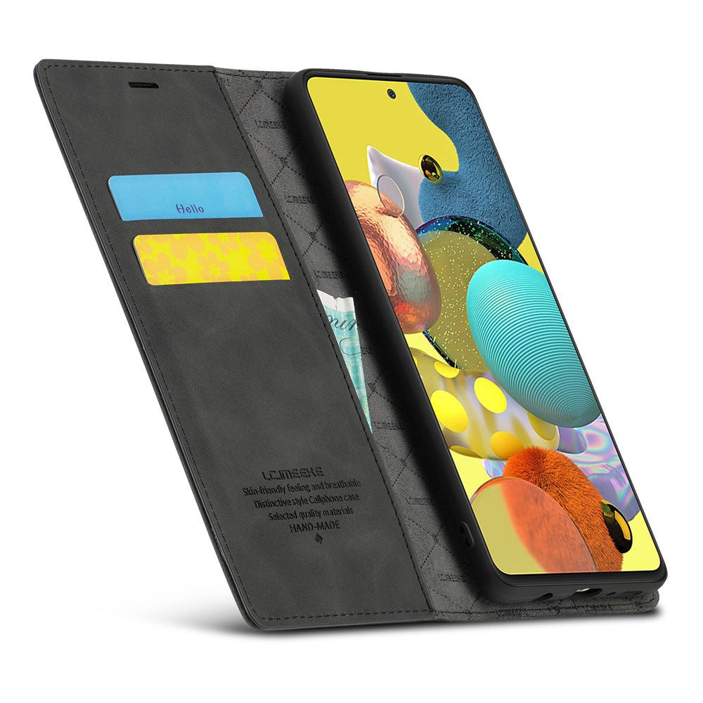 LC.IMEEKE LC Læderpung Auto Absorberende Telefonbeskytter til Samsung Galaxy A51 SM-A515/M40S