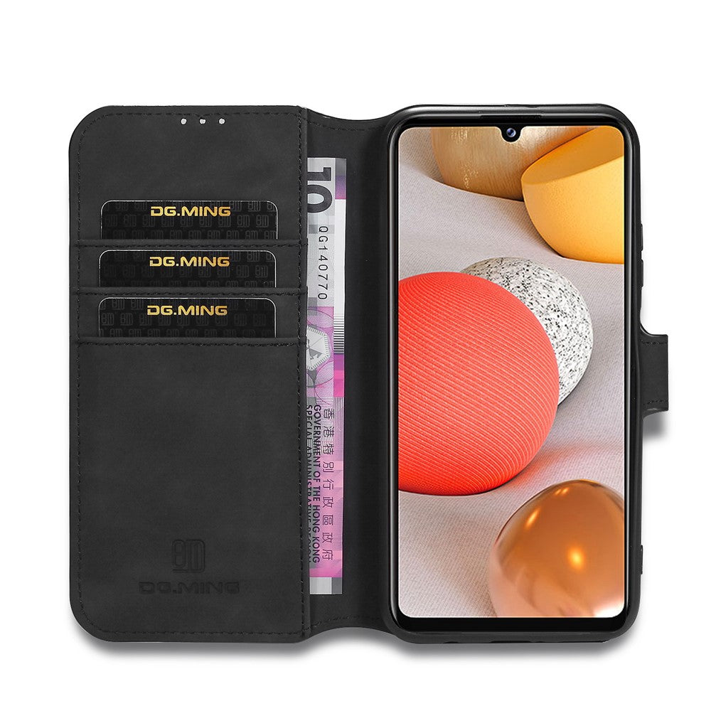 DG.MING Retro Style Leather Wallet Stand Phone Cover for Samsung Galaxy A42 5G