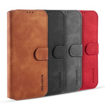 DG.MING Retro Style Leather Wallet Stand Phone Cover for Samsung Galaxy A42 5G