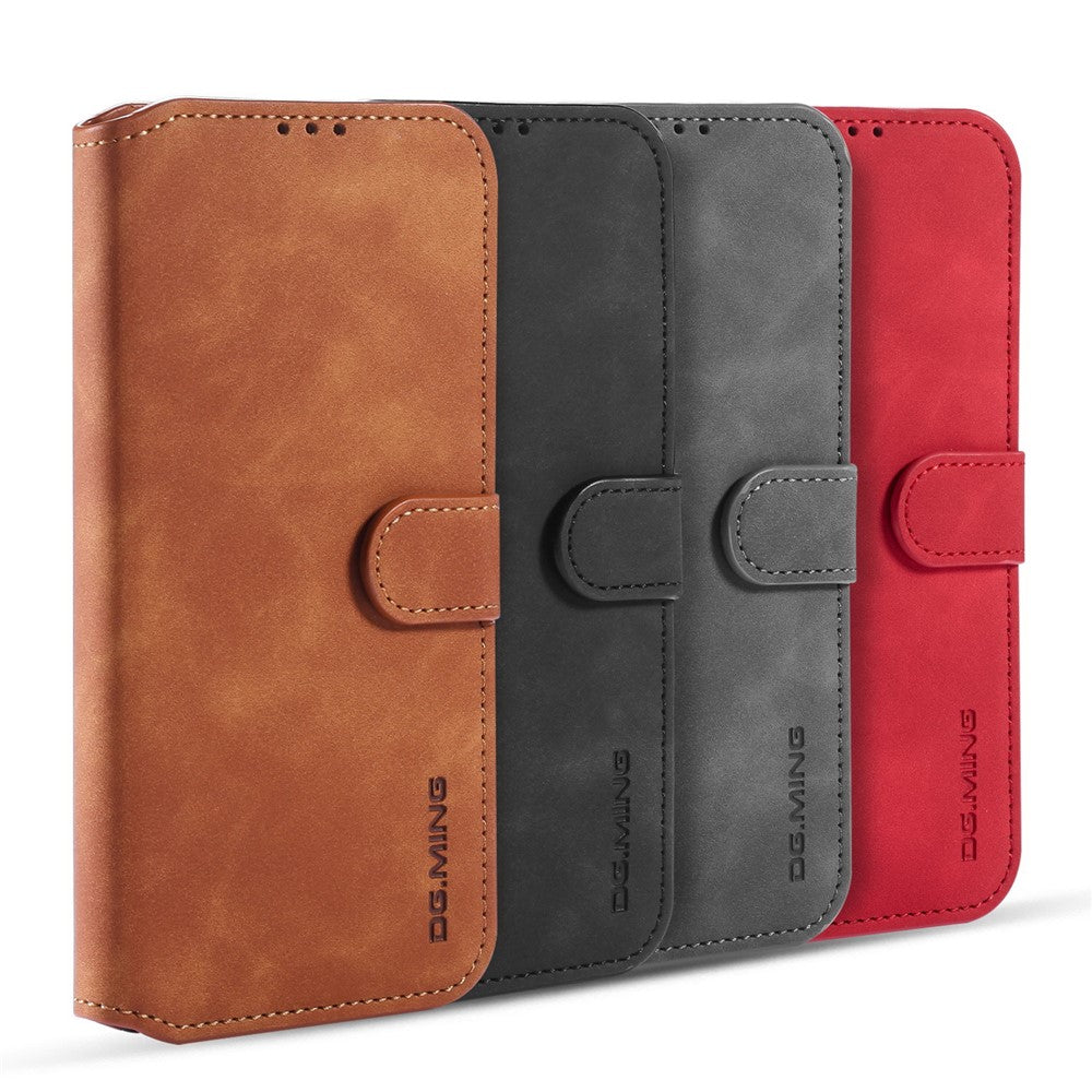 DG.MING Retro Style Leather Wallet Stand Phone Cover for Samsung Galaxy A42 5G
