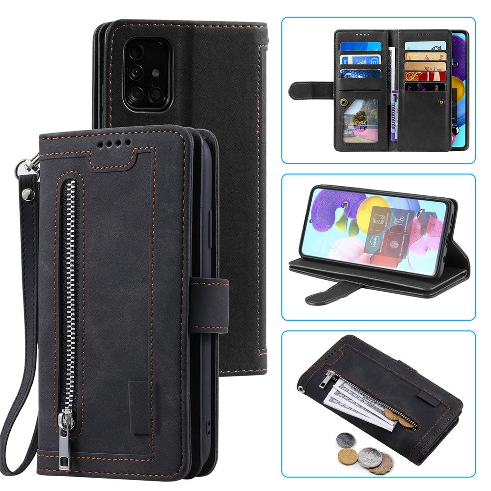 Zipper Pocket 9 Card Slots Leather Wallet Case for Samsung Galaxy S20 FE/S20 FE 5G/S20 Lite/S20 FE 2022