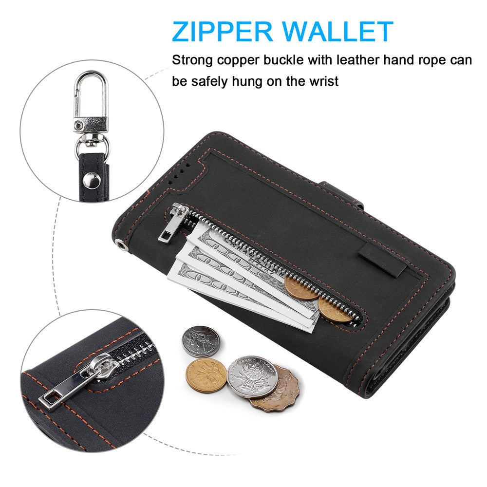 Zipper Pocket 9 Card Slots Leather Wallet Case for Samsung Galaxy S20 FE/S20 FE 5G/S20 Lite/S20 FE 2022