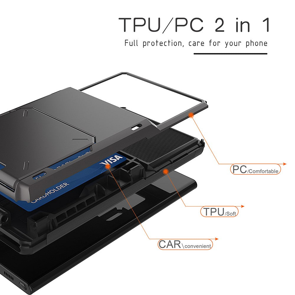 Flip Card Holder TPU+PC Hybrid Case for Samsung Galaxy Note 20 Ultra/Note 20 Ultra 5G