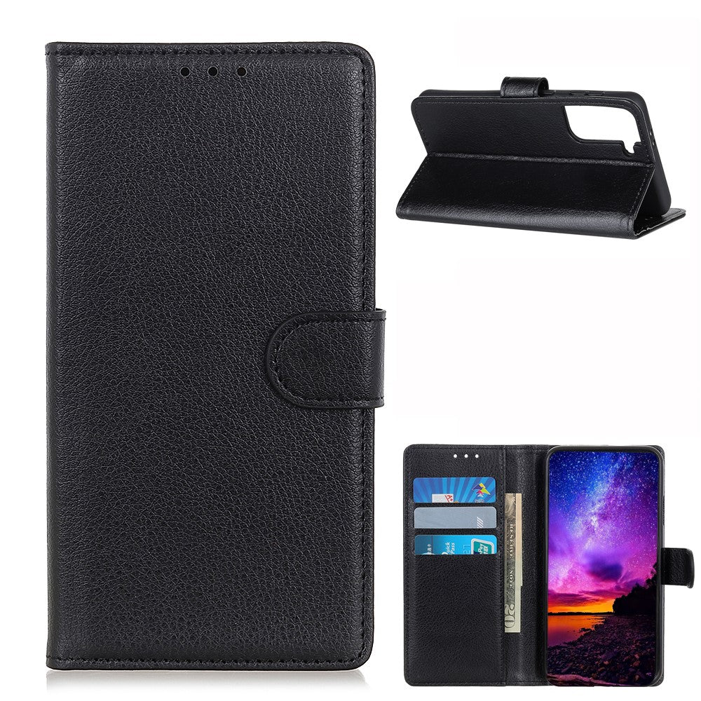 Soft TPU Edge + Litchi Texture PU Leather Phone Protective Case for Samsung Galaxy S21 5G/S21 4G