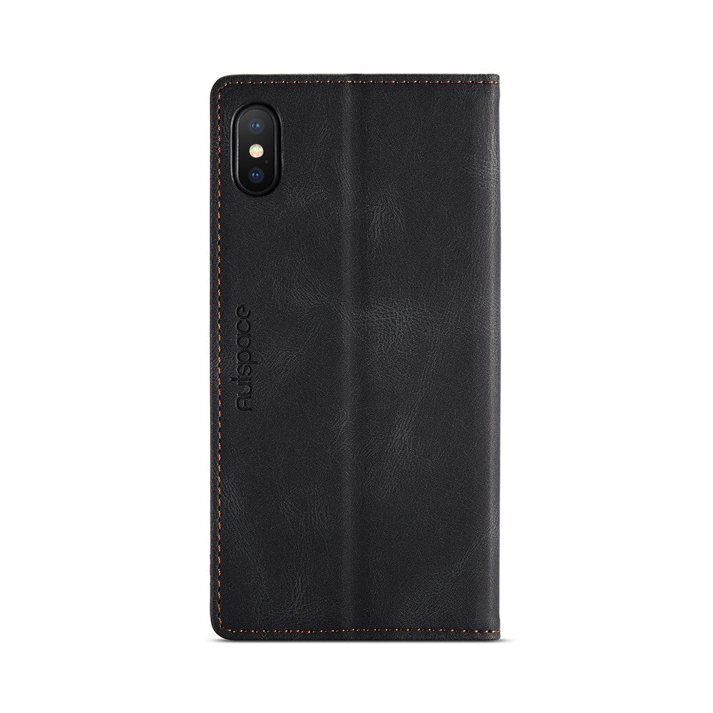 AUTSPACE A01 Series RFID Blokerende Retro Mat Pung Læder Etui til iPhone XS Max 6.5 tommer