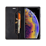 AUTSPACE A01 Series RFID Blokerende Retro Mat Pung Læder Etui til iPhone XS Max 6.5 tommer
