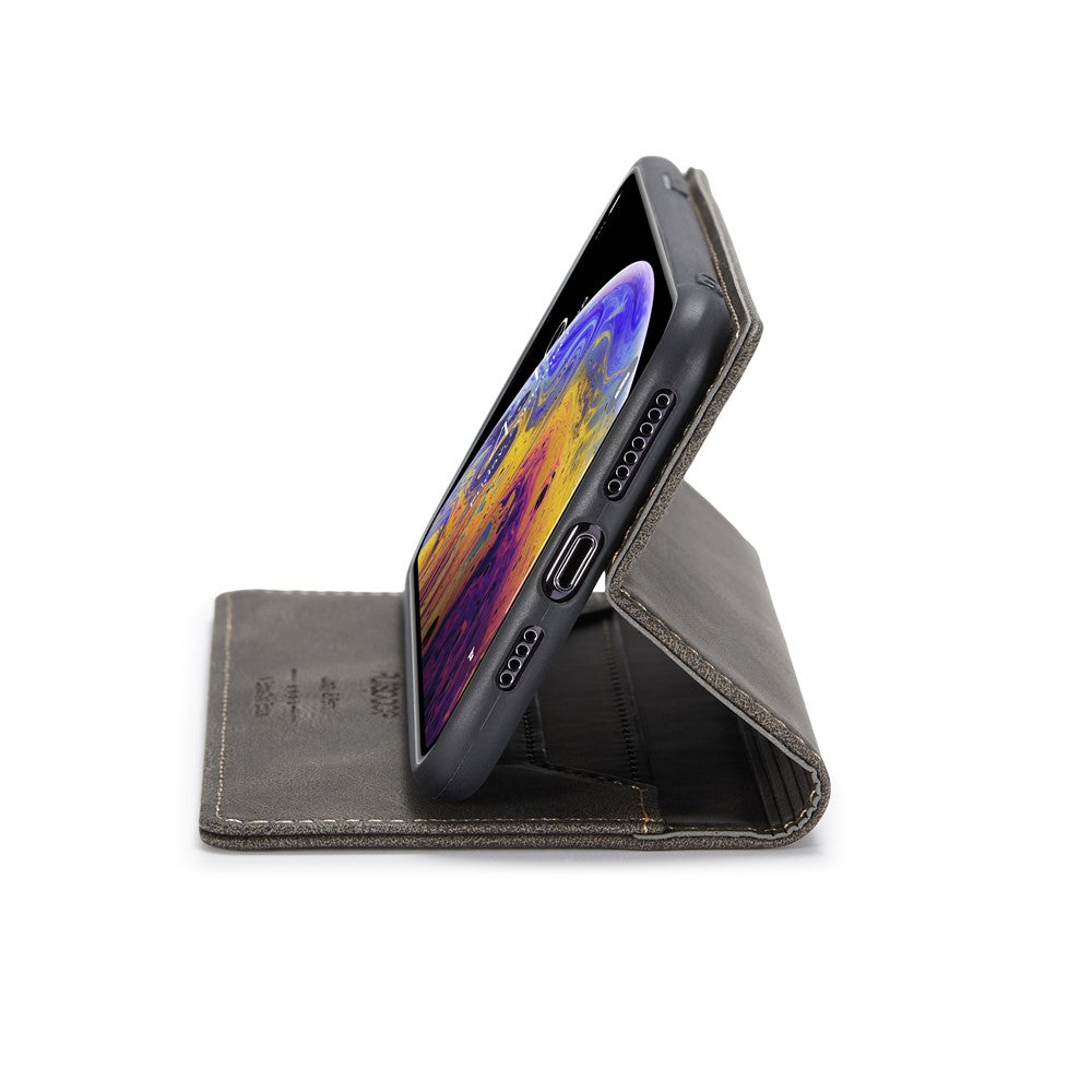 AUTSPACE A01 Series RFID Blokerende Retro Mat Pung Læder Etui til iPhone XS Max 6.5 tommer