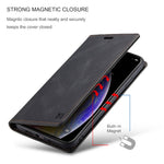 AUTSPACE A01 Series RFID Blokerende Retro Mat Pung Læder Etui til iPhone XS Max 6.5 tommer