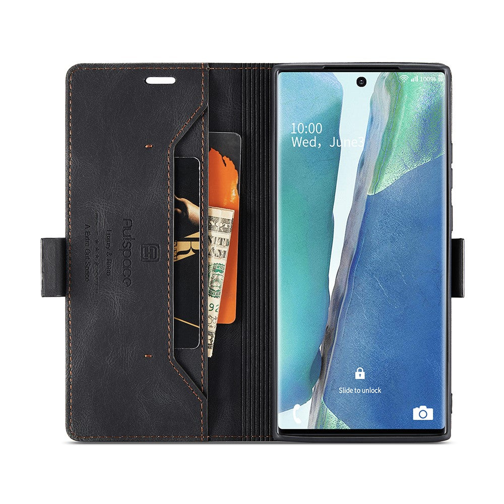 AUTSPACE A01 Series RFID Blocking Retro Matte Leather Wallet Cover for Samsung Galaxy Note20 Ultra/Note20 Ultra 5G