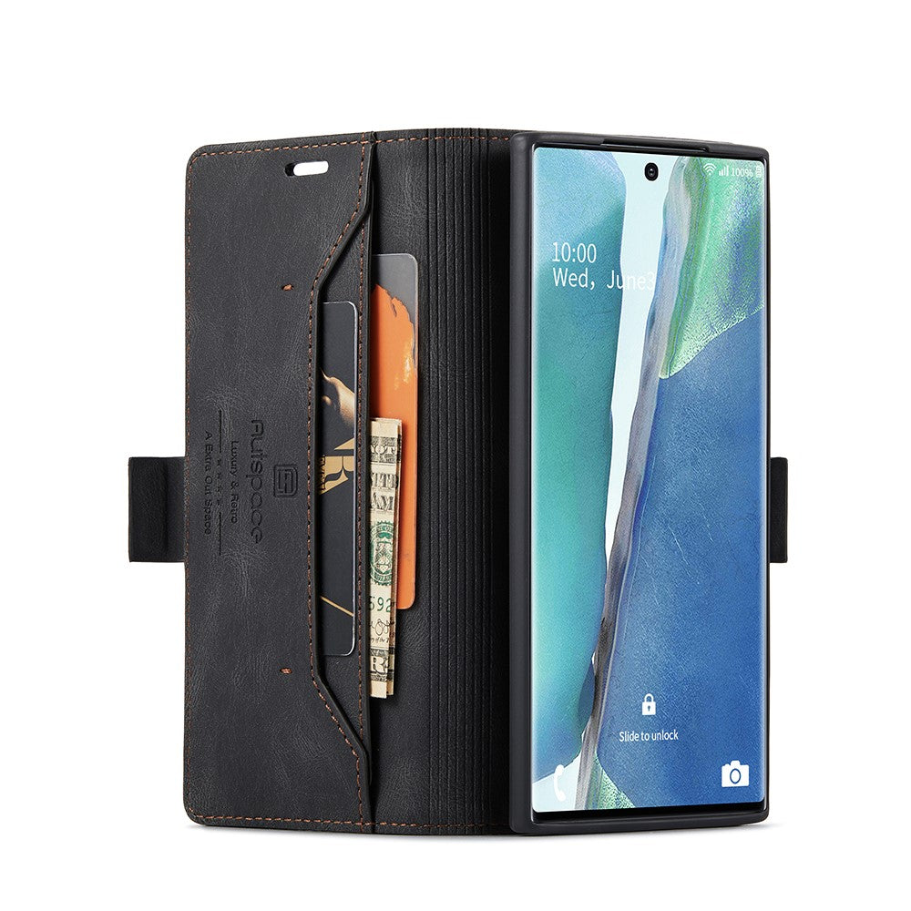 AUTSPACE A01 Series RFID Blocking Retro Matte Leather Wallet Cover for Samsung Galaxy Note20 Ultra/Note20 Ultra 5G