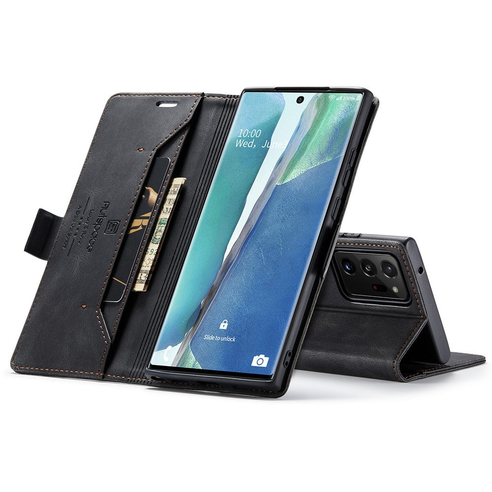AUTSPACE A01 Series RFID Blocking Retro Matte Leather Wallet Cover for Samsung Galaxy Note20 Ultra/Note20 Ultra 5G