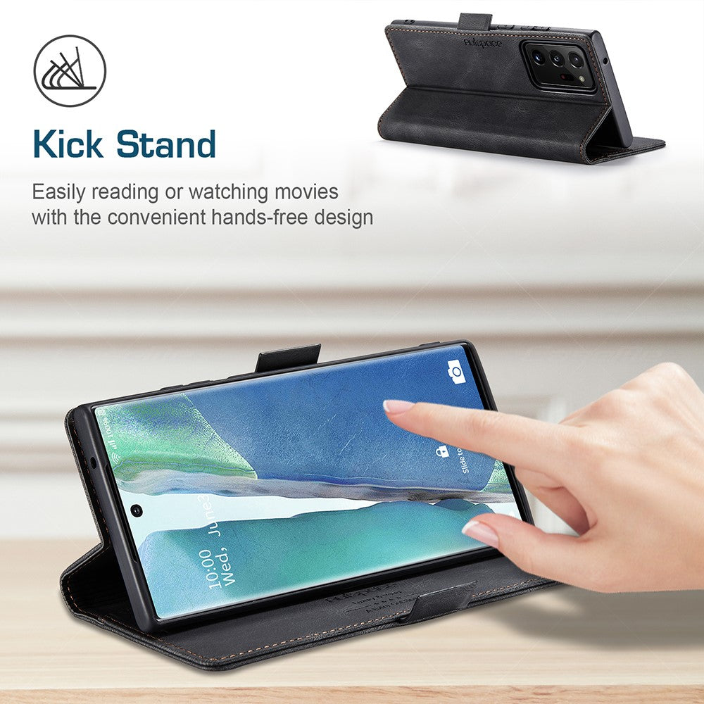 AUTSPACE A01 Series RFID Blocking Retro Matte Leather Wallet Cover for Samsung Galaxy Note20 Ultra/Note20 Ultra 5G