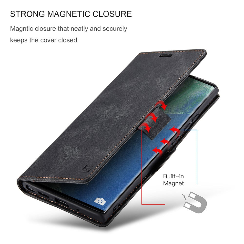 AUTSPACE A01 Series RFID Blocking Retro Matte Leather Wallet Cover for Samsung Galaxy Note20 Ultra/Note20 Ultra 5G