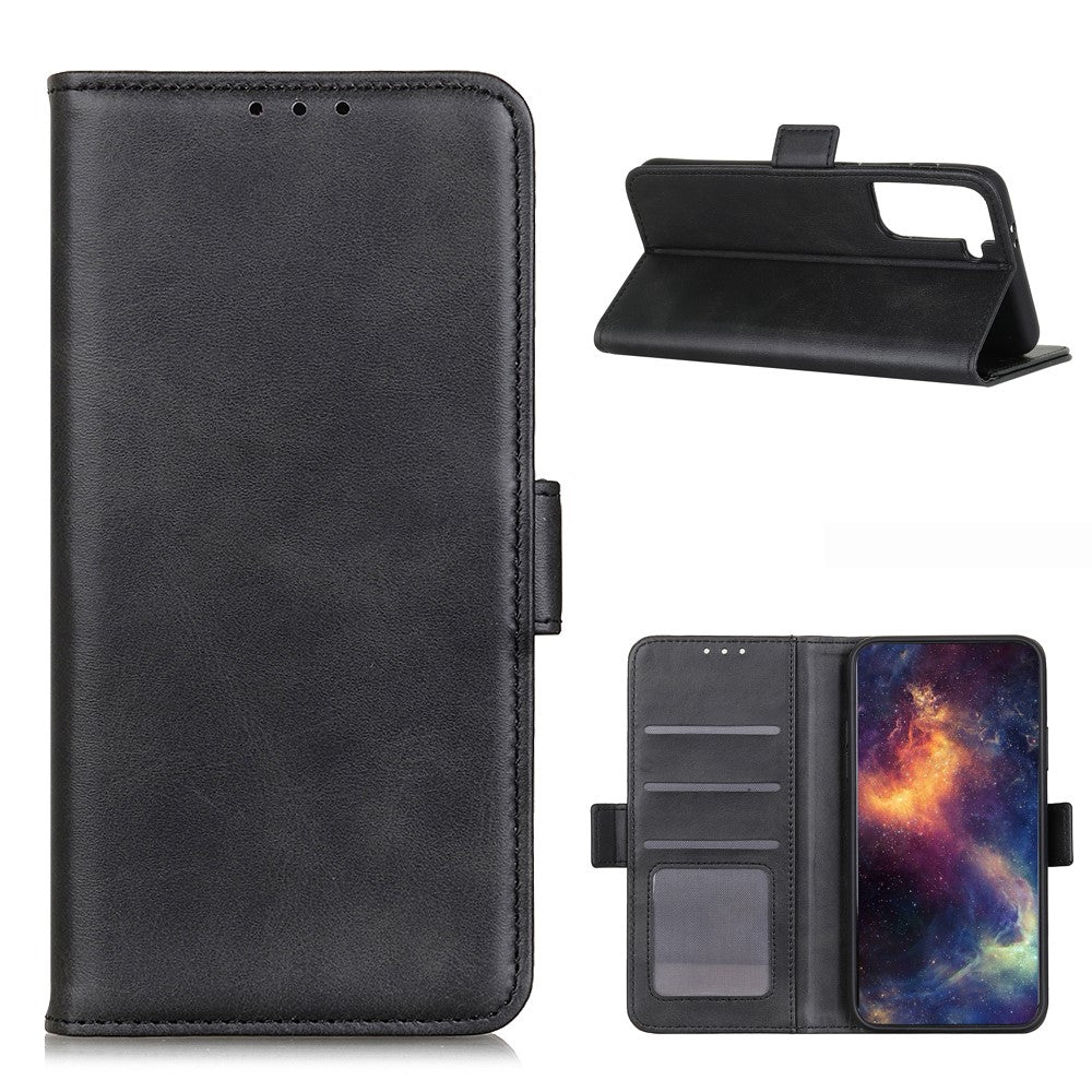 Sidoabsorberande skyddande läderfodral med plånboksställ för Samsung Galaxy S21 5G/S21 4G
