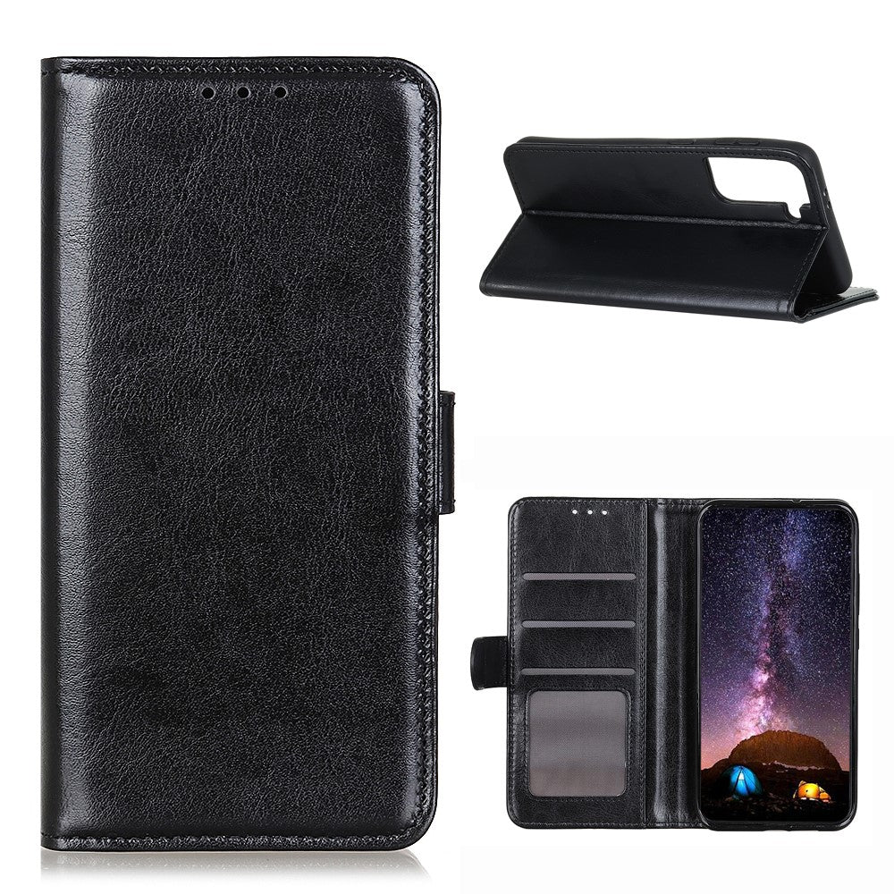 Shockproof Anti-dust Crazy Horse Leather Wallet Stand Cellphone Cover Case for Samsung Galaxy S21 5G/S21 4G
