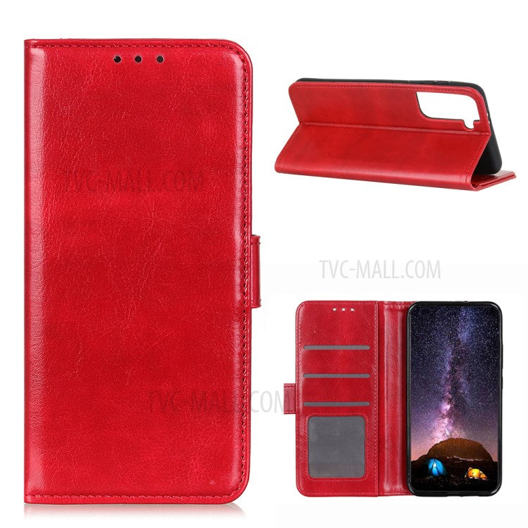 Shockproof Anti-dust Crazy Horse Leather Wallet Stand Cellphone Cover Case for Samsung Galaxy S21 5G/S21 4G