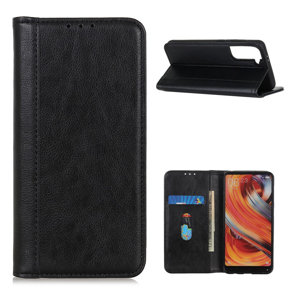 Auto-absorbed Litchi Grain Shell for Samsung Galaxy S21 5G/S21 4G Wallet Split Leather Cover