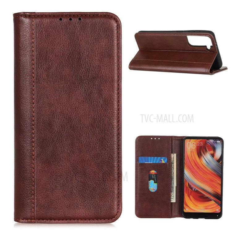 Auto-absorbed Litchi Grain Shell for Samsung Galaxy S21 5G/S21 4G Wallet Split Leather Cover