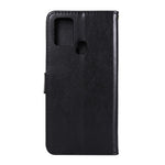 Lædertelefoncover med sommerfugleblomstpræg og pungstativ til Samsung Galaxy A21s