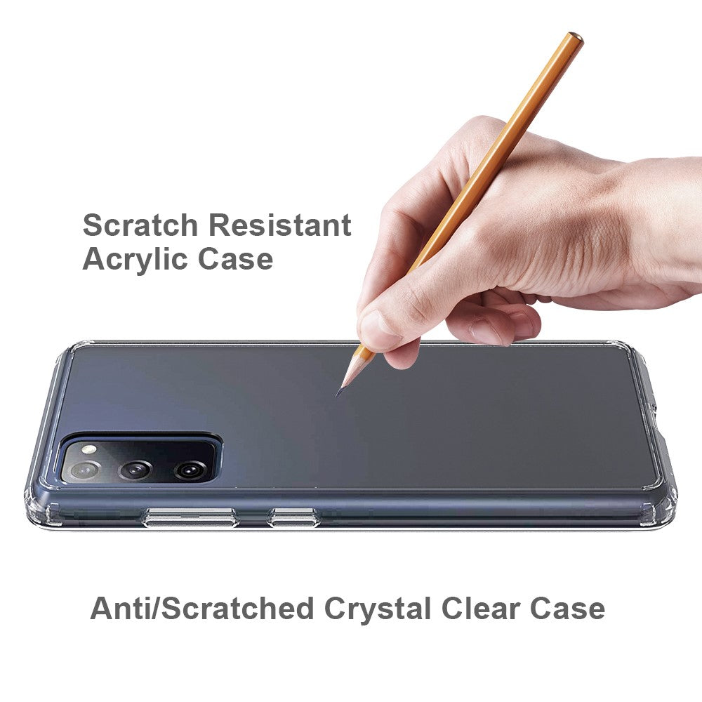 For Samsung Galaxy S20 FE 4G/5G/S20 Lite/S20 FE 2022 Anti-Scratch Shock Absorption Crystal Clear Acrylic + TPU Hybrid Case