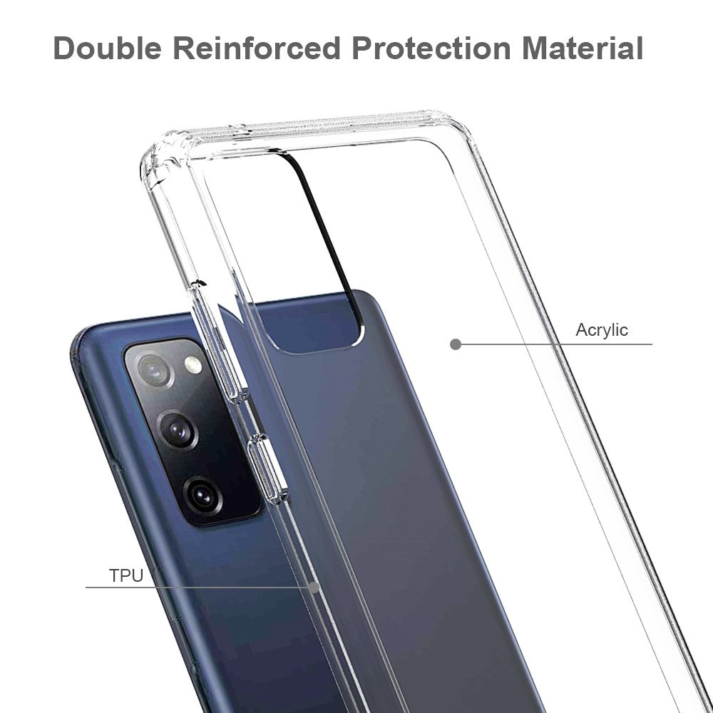 For Samsung Galaxy S20 FE 4G/5G/S20 Lite/S20 FE 2022 Anti-Scratch Shock Absorption Crystal Clear Acrylic + TPU Hybrid Case