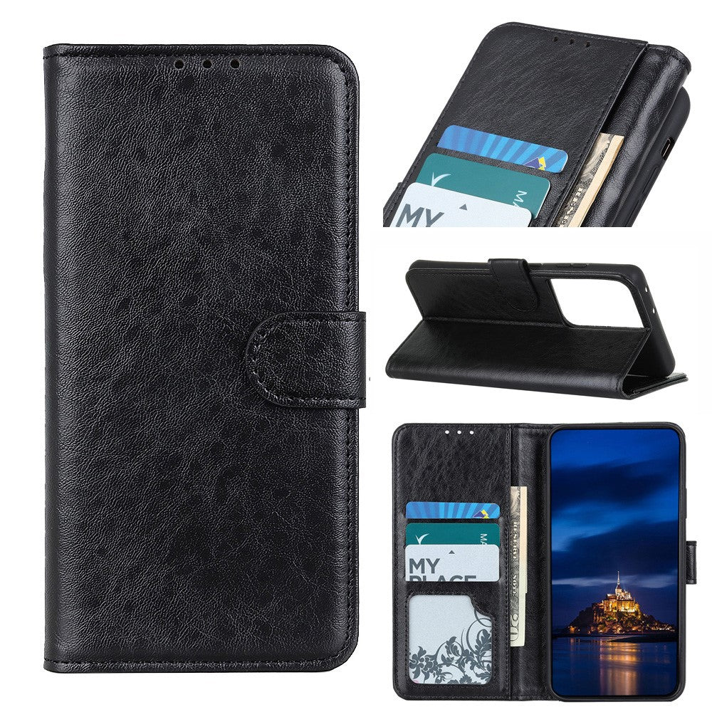 For Samsung Galaxy S21 Ultra 5G Magnetic Crazy Horse Skin Leather Wallet Phone Folio Flip Cover Case
