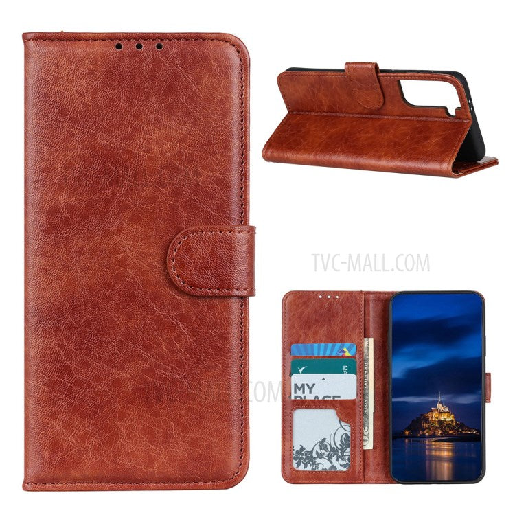 Crazy Horse Wallet Stand Leather Folio Cover for Samsung Galaxy S21 Plus