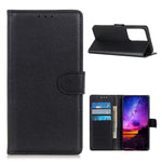 Litchi Texture Wallet Stand Läderskyddsskal till Samsung Galaxy S21 Ultra 5G
