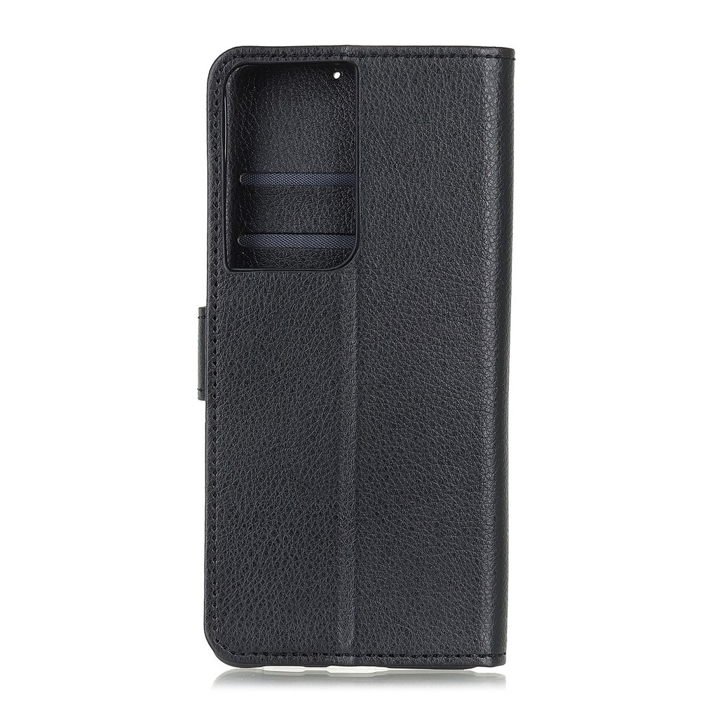 Litchi Texture Wallet Stand Läderskyddsskal till Samsung Galaxy S21 Ultra 5G