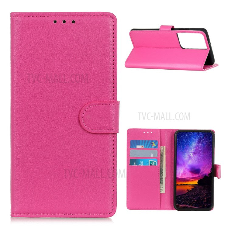 Litchi Texture Wallet Stand Läderskyddsskal till Samsung Galaxy S21 Ultra 5G