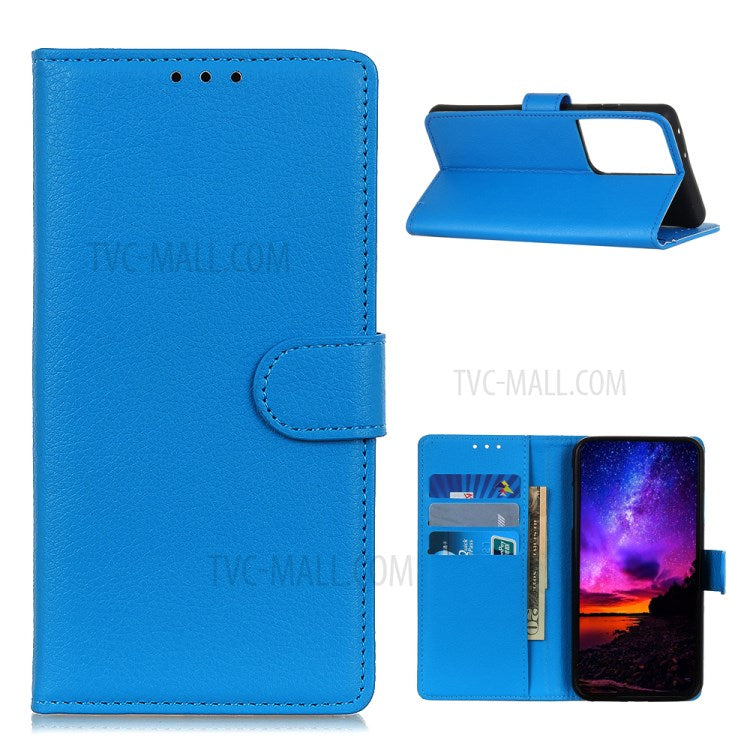 Litchi Texture Wallet Stand Läderskyddsskal till Samsung Galaxy S21 Ultra 5G