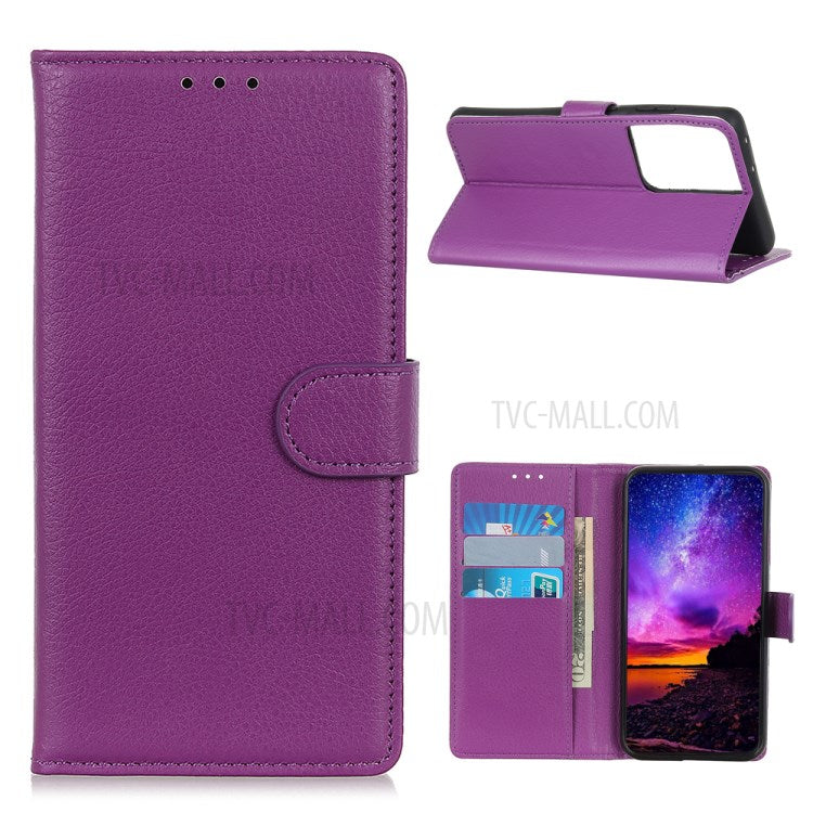 Litchi Texture Wallet Stand Läderskyddsskal till Samsung Galaxy S21 Ultra 5G