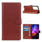 Litchi Texture Wallet Stand Läderskyddsskal till Samsung Galaxy S21 Ultra 5G