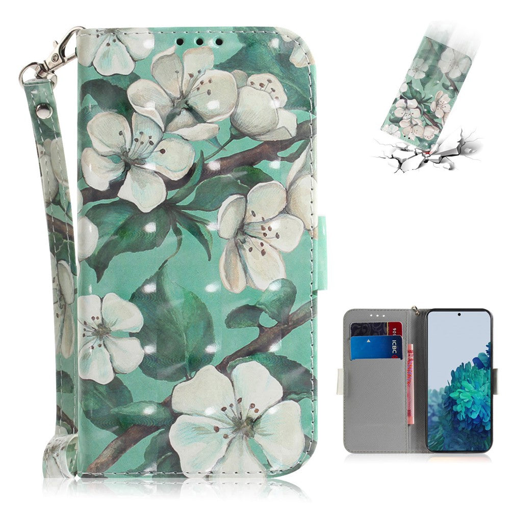 Light Spot Decor Pattern Printing Wallet Stand Leather Phone Casing with Strap for Samsung Galaxy S21 5G/S21 4G
