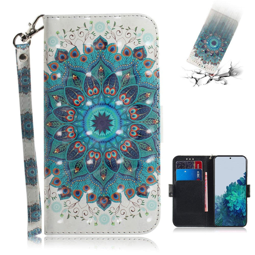 Light Spot Decor Pattern Printing Wallet Stand Leather Phone Casing with Strap for Samsung Galaxy S21 5G/S21 4G