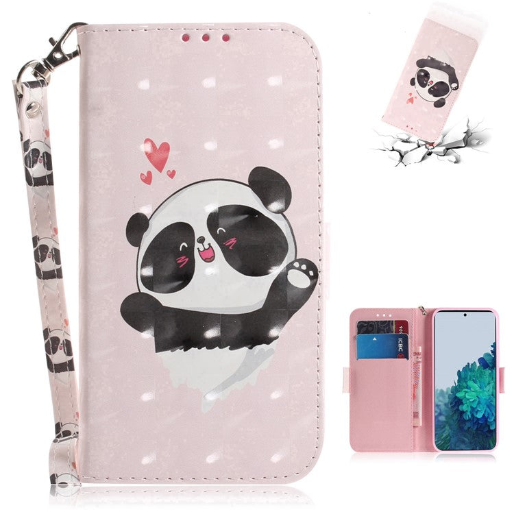 Light Spot Decor Pattern Printing Wallet Stand Leather Phone Casing with Strap for Samsung Galaxy S21 5G/S21 4G
