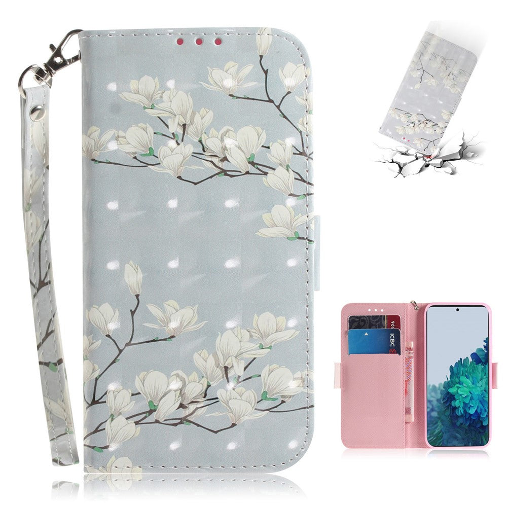 Light Spot Decor Pattern Printing Wallet Stand Leather Phone Casing with Strap for Samsung Galaxy S21 5G/S21 4G