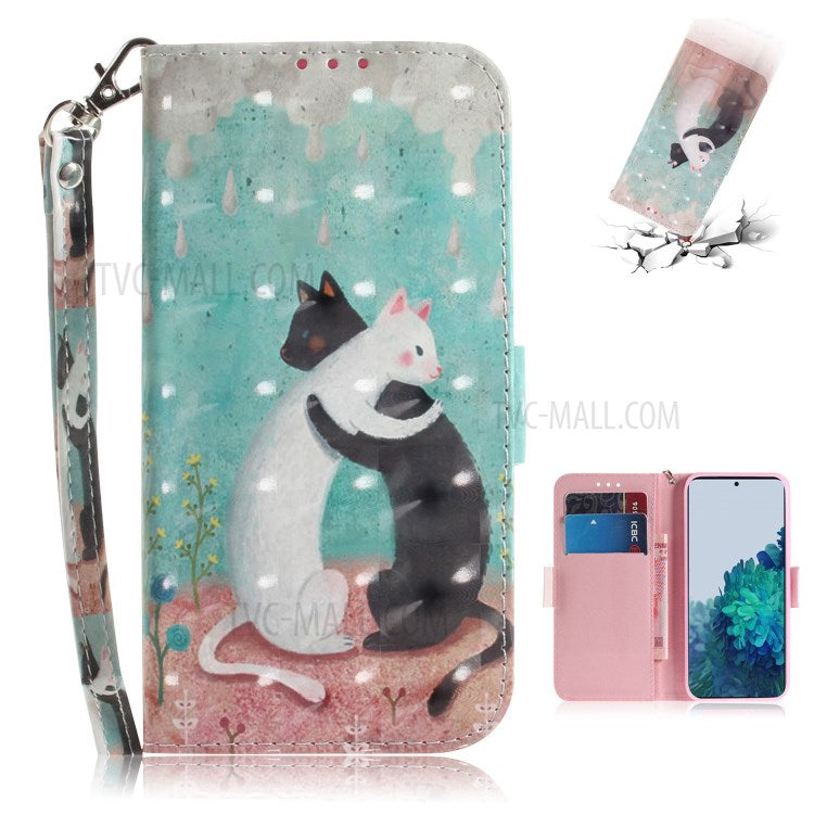 Light Spot Decor Pattern Printing Wallet Stand Leather Phone Casing with Strap for Samsung Galaxy S21 5G/S21 4G