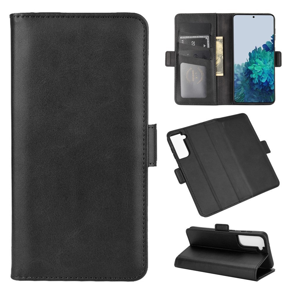 Double Magnetic Clasp Side Absorption Leather Stand Phone Protective Case for Samsung Galaxy S21 5G / S21 4G