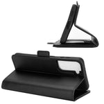 Dobbelt magnetisk lukning sideabsorberende læderetui med stander til Samsung Galaxy S21 5G / S21 4G