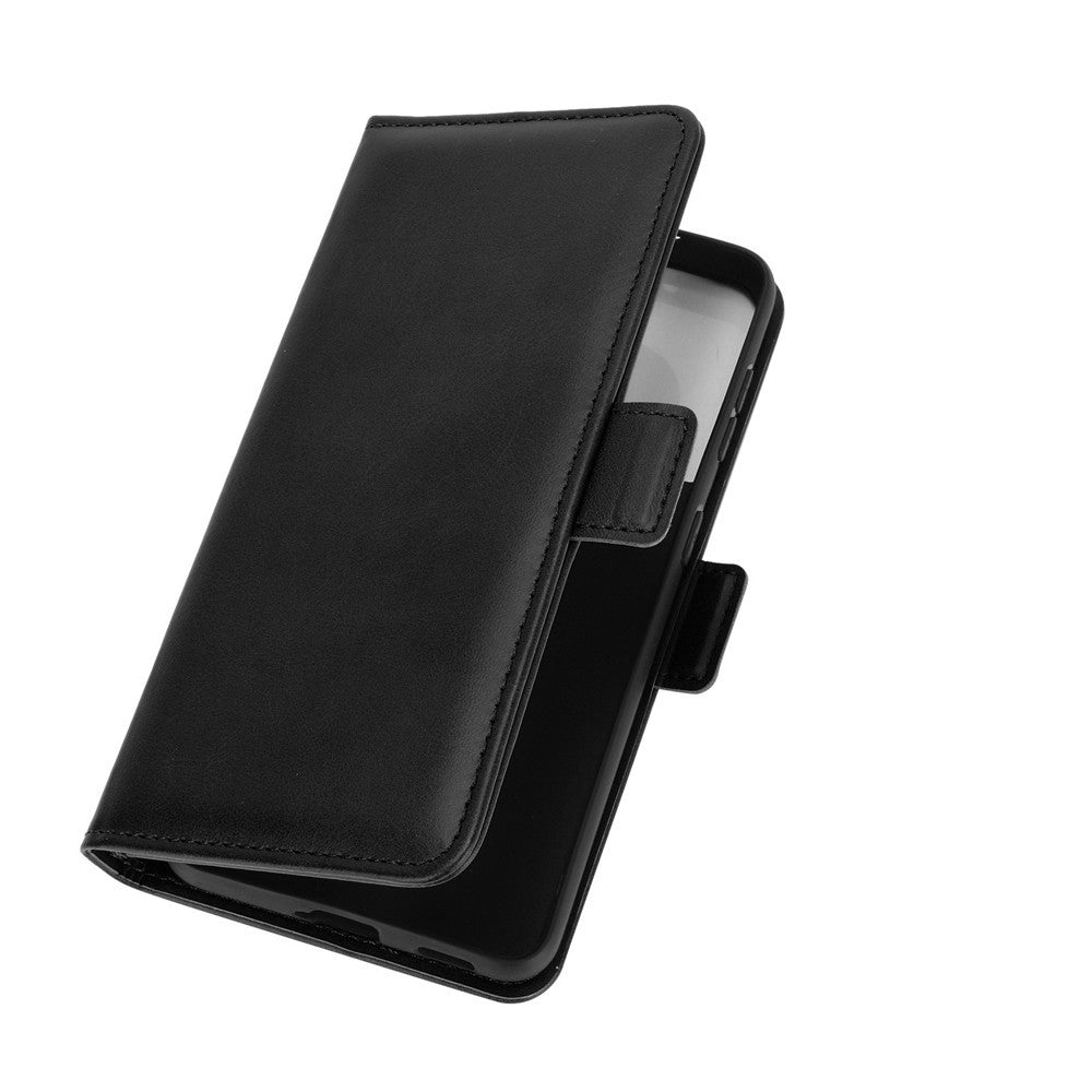 Dobbelt magnetisk lukning sideabsorberende læderetui med stander til Samsung Galaxy S21 5G / S21 4G