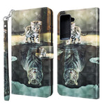 Light Spot Decor Pattern Printing Wallet Stand Leather Phone Casing with Strap for Samsung Galaxy S21+ 5G