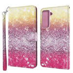 Light Spot Decor Pattern Printing Wallet Stand Leather Phone Casing with Strap for Samsung Galaxy S21+ 5G