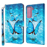 Light Spot Decor Pattern Printing Wallet Stand Leather Phone Casing with Strap for Samsung Galaxy S21+ 5G