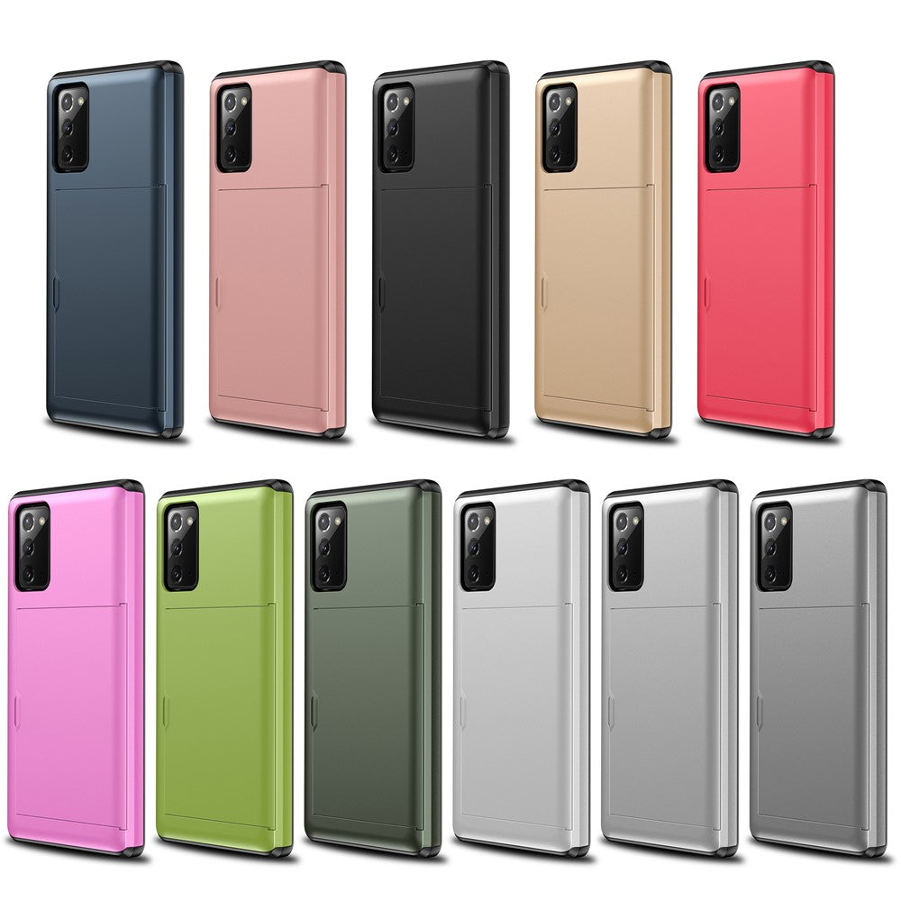 Samsung Galaxy S20 FE 4G/5G/S20 Lite/S20 FE 2022 Reptålig glidande korthållare i plast + TPU-skal